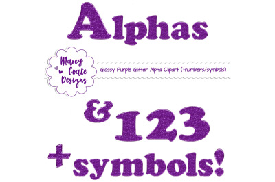 Glossy Purple Glitter Alphabet Clipart