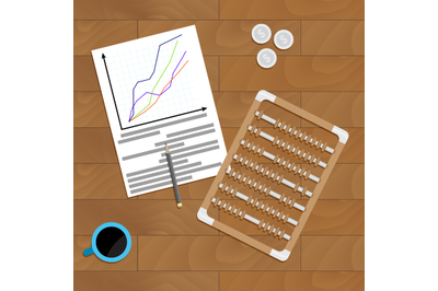 Financial profit chart on desk