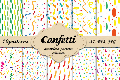 Confetti, modern seamless pattern collection