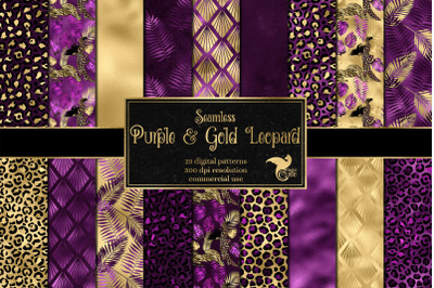 Purple and Gold Leopard Digital Paper