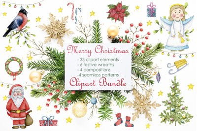 Merry Christmas Clipart Set