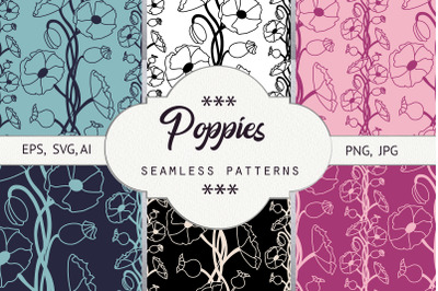 Poppies. Seamless pattern