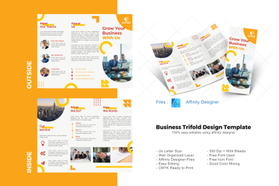 Orange corporate trifold brochure template