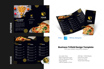 Restaurant trifold brochure template