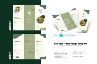 Vegetarian trifold brochure template