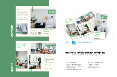 Interior trifold brochure template