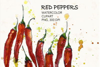 Watercolor Red Chili Peppers.