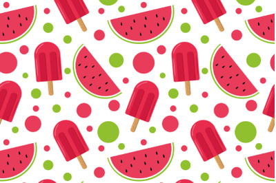 watermelon and ice cream seamless pattern vector