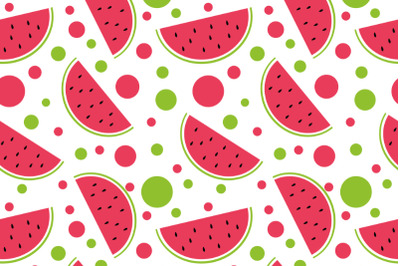 watermelon and circles seamless pattern vector