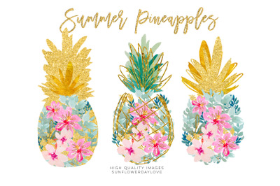 Pineapple Tropical Print Clip art&2C; Summer print&2C; Planner Sticker&2C;