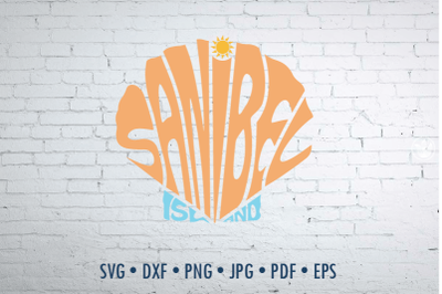 Sanibel Island in seashell shape, jpg, png, eps, svg, dxf