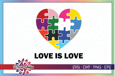 Love is love heart puzzle svg, lgbt svg