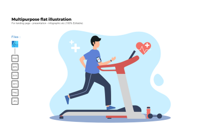Flat illustration treadmill