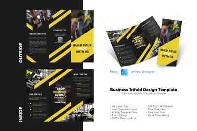 Fitness trifold brochure template