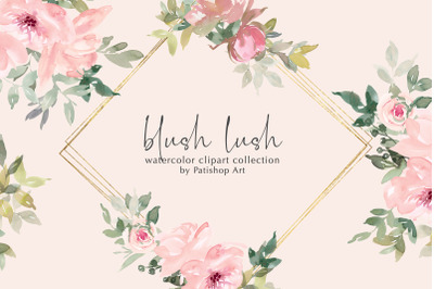 Watercolor Blush Floral Clipart Set