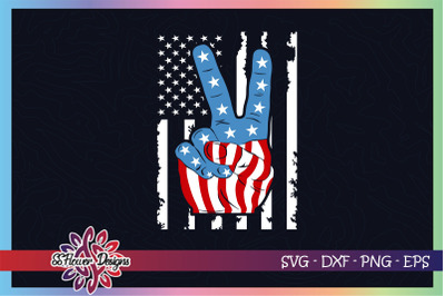 Peace hand American flag svg 4th of july