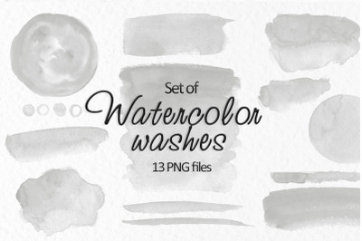 Grey watercolor stains clipart Grey invitation decor Brush strokes