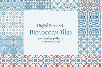 Watercolor Moroccan Tiles Seamless Pattern
