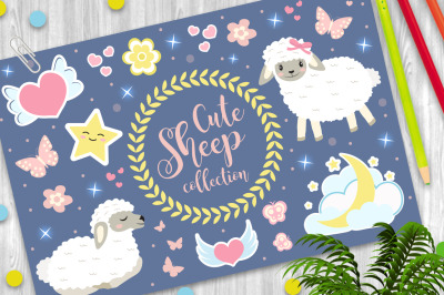 Cute sheep set objects
