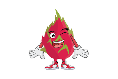 Dragon Fruit Winking Cartoon Character Design