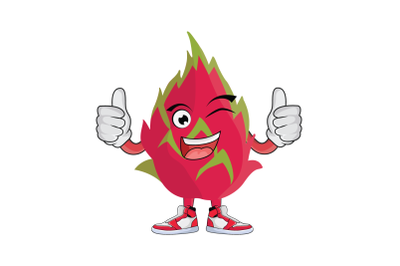 Dragon Fruit with Double Thumbs Up Cartoon Character Design