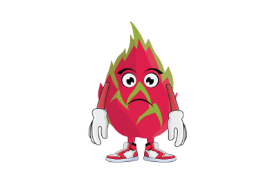 Dragon Fruit Sad Frown Dissapointed Cartoon Character Design