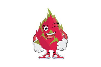 Dragon Fruit Winking Cartoon Character Design