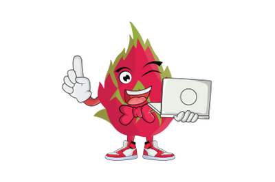 Dragon Fruit with Laptop Cartoon Character Design