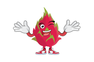 Dragon Fruit Shrugging Wink Cartoon Character Design