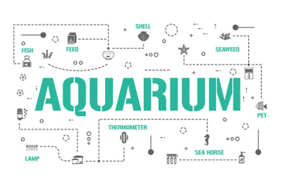 Aquarium word concepts banner and icons
