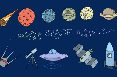 Colored doodle space set