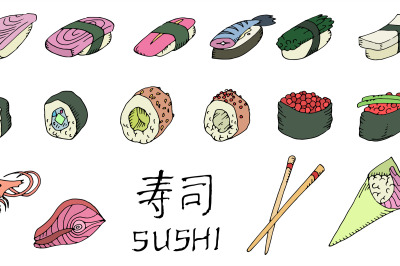 Colored sushi set