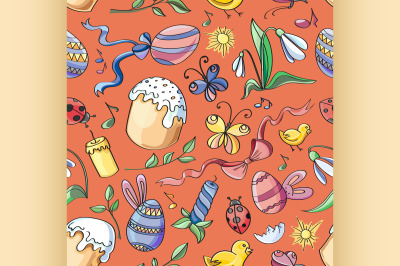 Doodle pattern easter