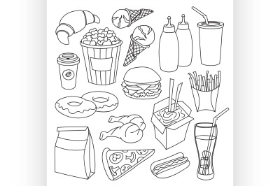 Doodle vector fast food