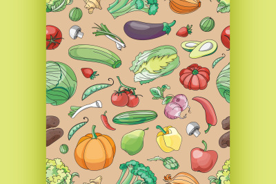 Doodle pattern of vegetables