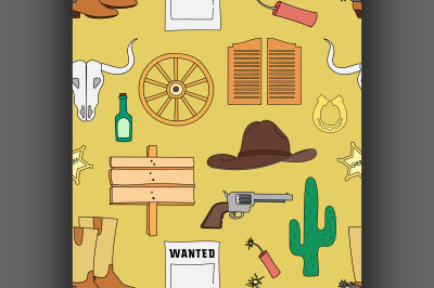 Doodle pattern wild West