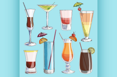 Doodle vector cocktails