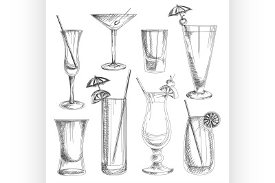 Doodle vector cocktails