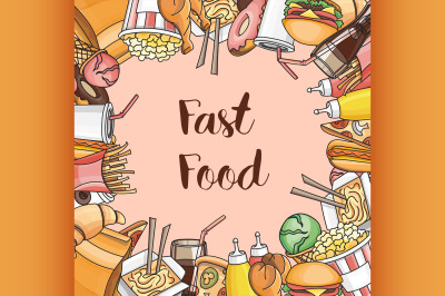 Doodle vector fast food