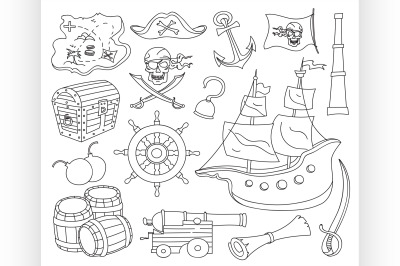 Doodle vector set of pirates