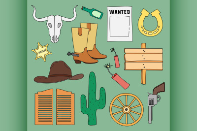 Doodle vector wild West