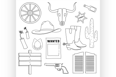 Doodle vector wild West