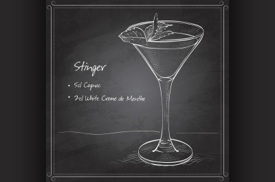 Cocktail alcoholic Stinger on black board