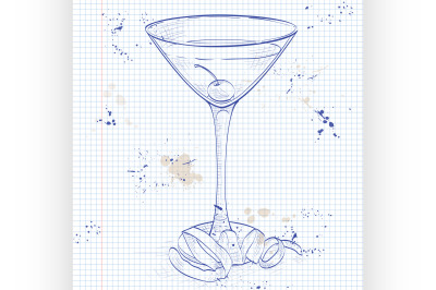 Tuxedo cocktail on a notebook page