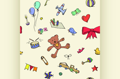 Cute doodle baby seamless pattern