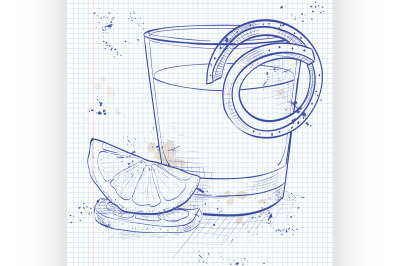 Classic sazerac cocktail on a notebook page