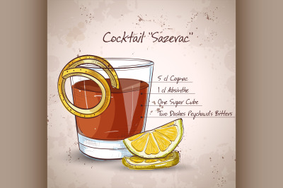 Classic sazerac cocktail