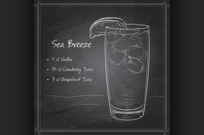 Cocktail Sea Breeze on black board