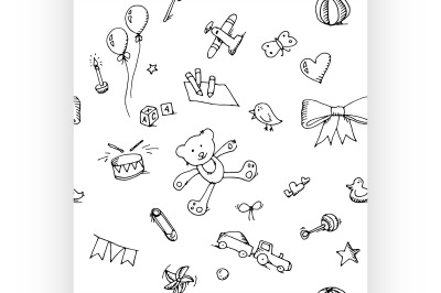 Cute doodle baby seamless pattern