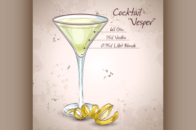Cocktail Vesper mixed drink